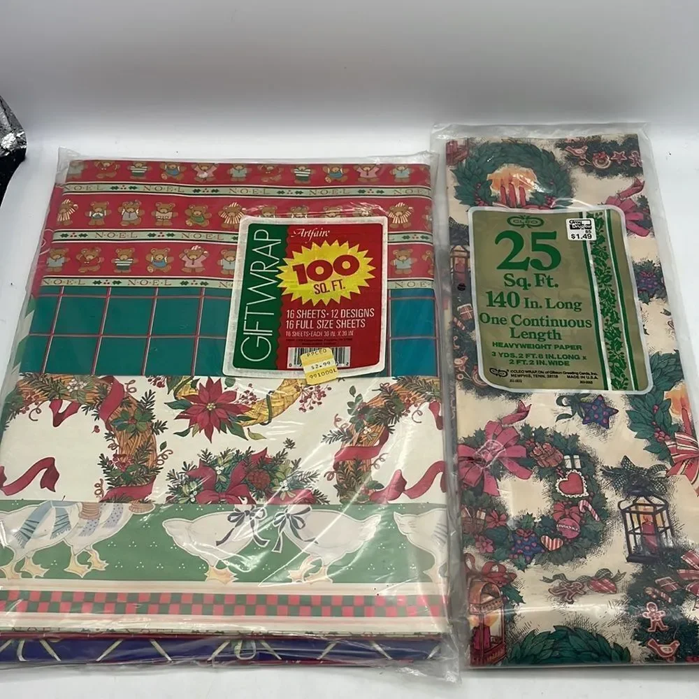 Vintage gift wrap lot floral Christmas Baby birds dolls other new old stock